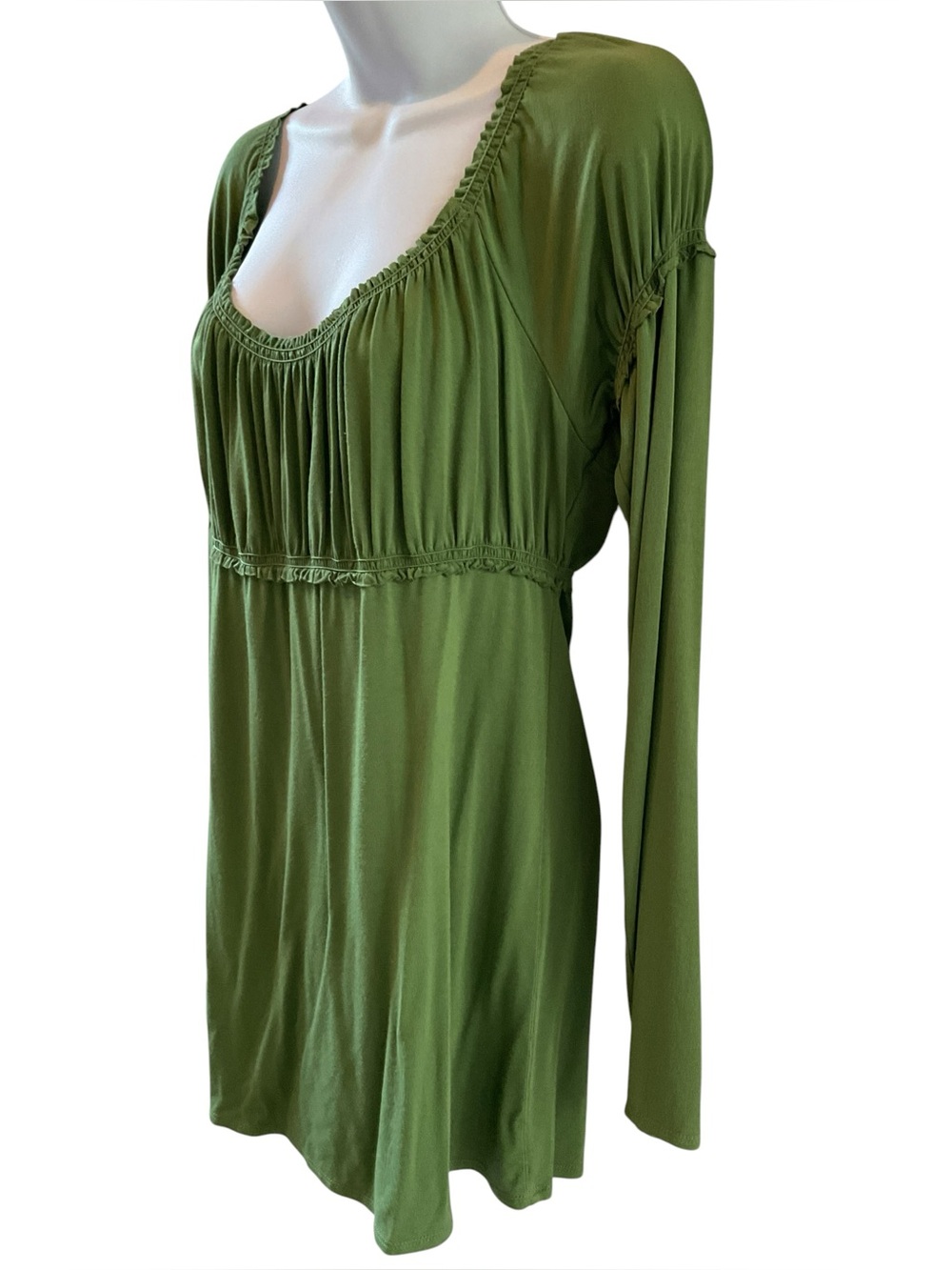 Olive Green  Max Edition Long Sleeve Boho Peasant Top